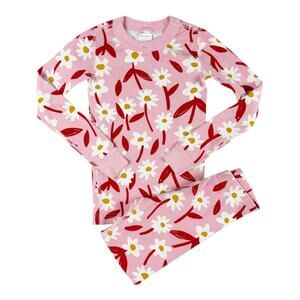 Hanna Andersson Pink Daisy Floral Pajamas Set Long John Size 6–7 (120cm)